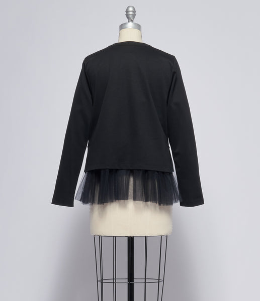 Noir Kei Ninomiya Comme Des Garcons Tulle Lined Cardigan