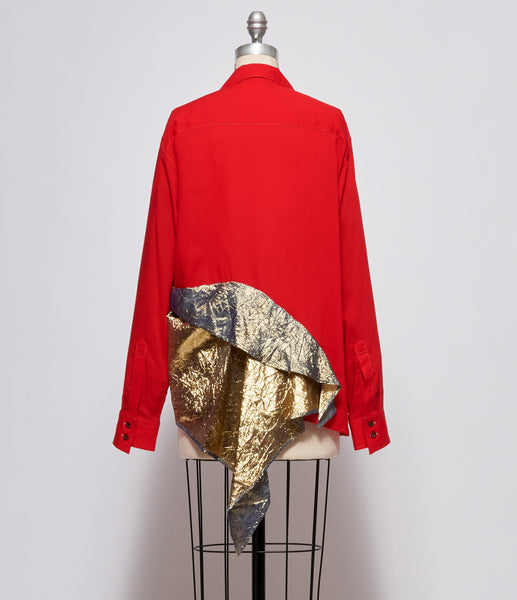 sulvam Red Open Collar Drape Shirt – IfSohoNewYork