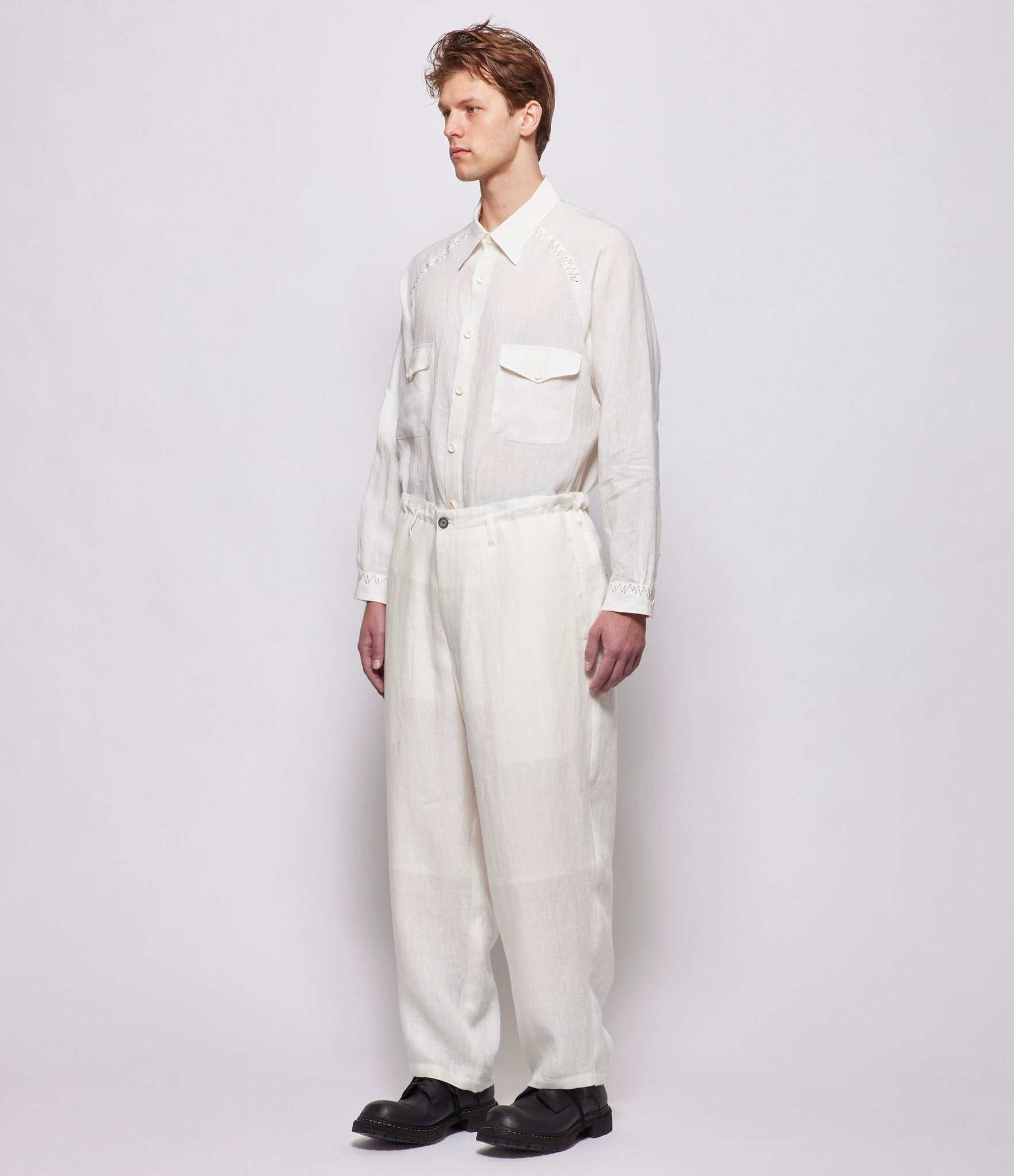 Yohji Yamamoto Pour Homme U-White Side Seam Tuck Pants