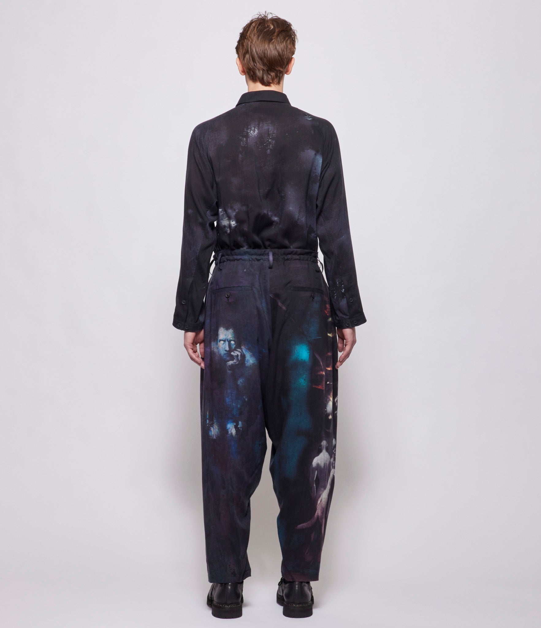 Yohji Yamamoto Pour Homme Black J-8 Tucks Print Pants