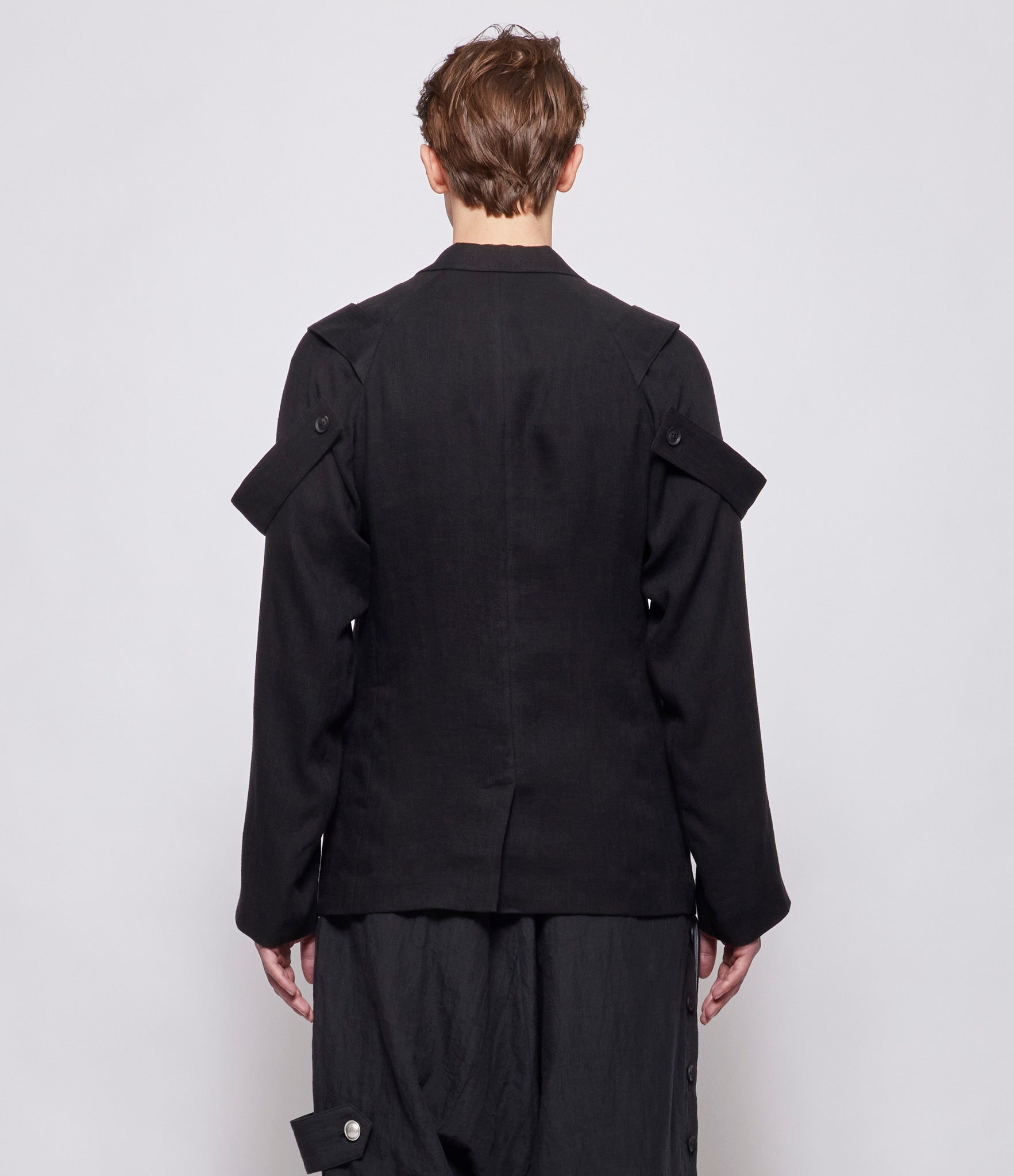 Yohji Yamamoto Pour Homme Black K-Single Button Shoulder Epaulet Jacket