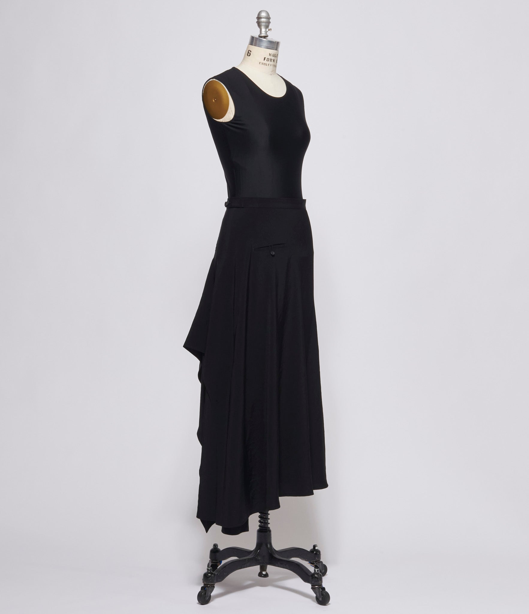 Yohji Yamamoto Womens Piping Pocket Unbalance Skirt