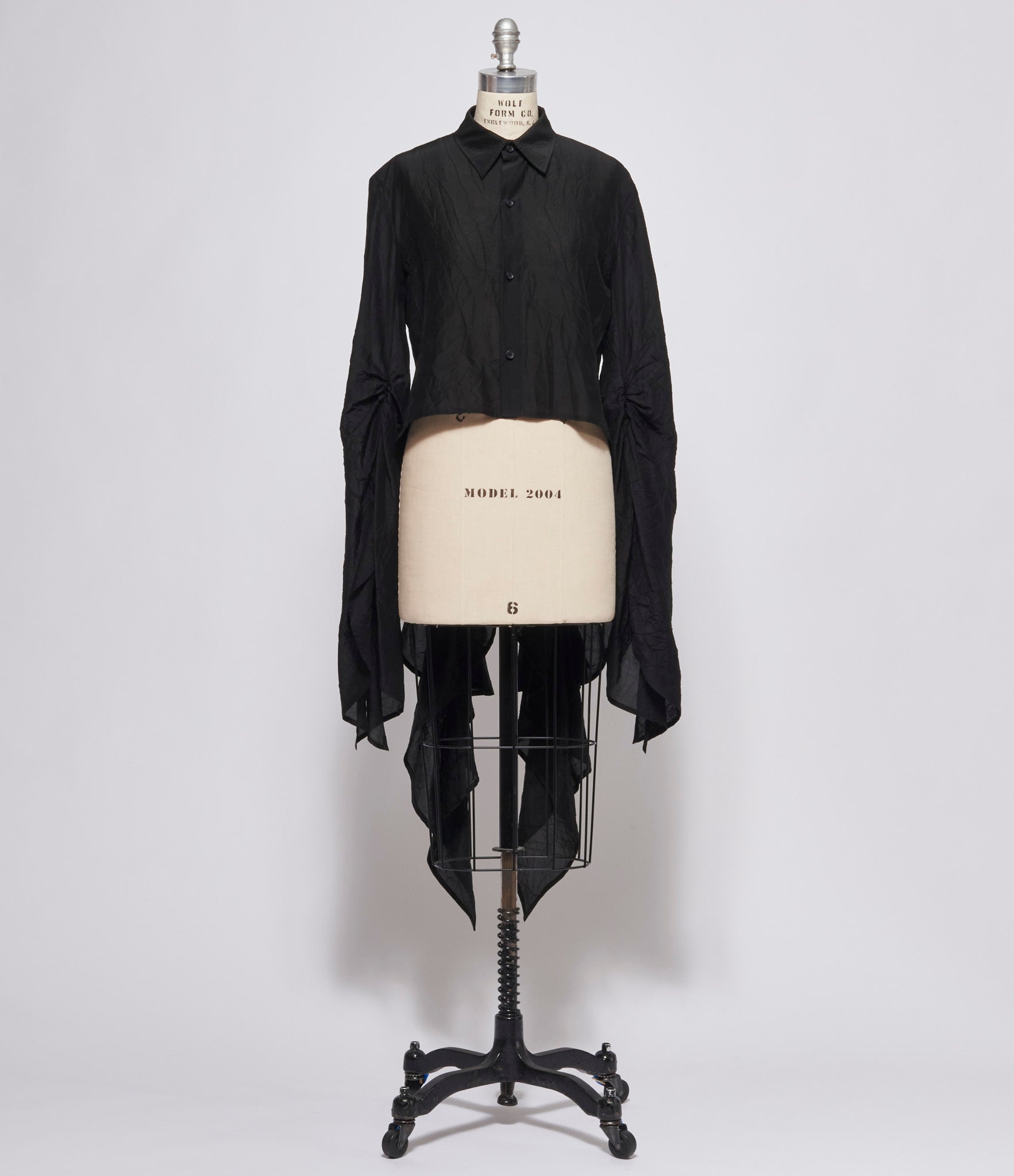 Yohji Yamamoto Womens Black Swallowtail Gather Detail Blouse