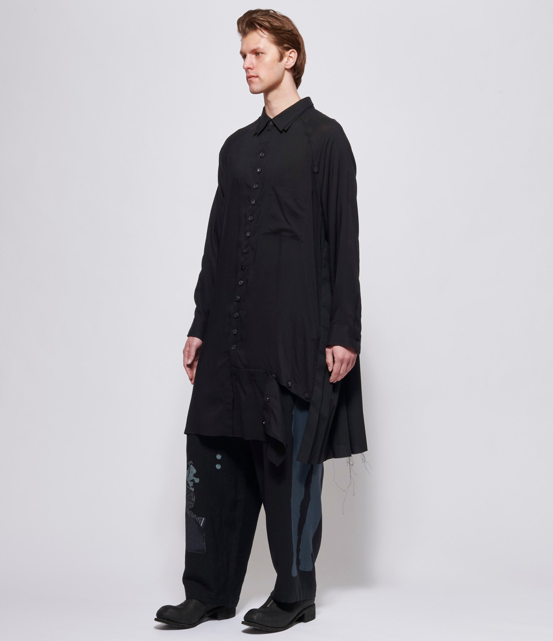 Yohji Yamamoto Pour Homme Black U-Long B With Pleats Cloth