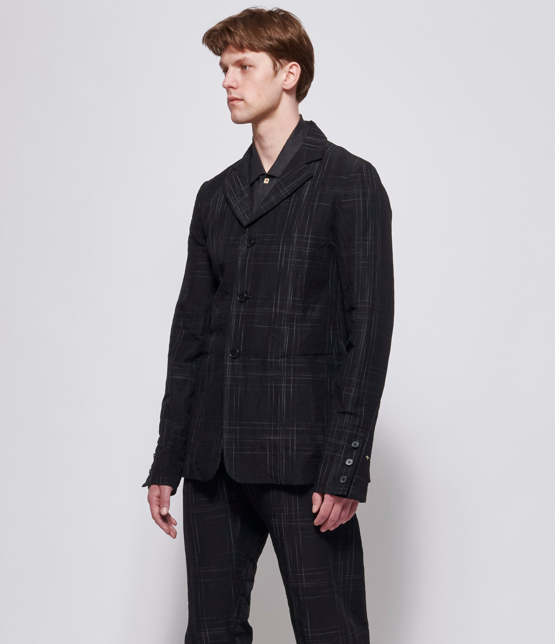 m.a+ Mens Black 3 Button Back Slit Jacket