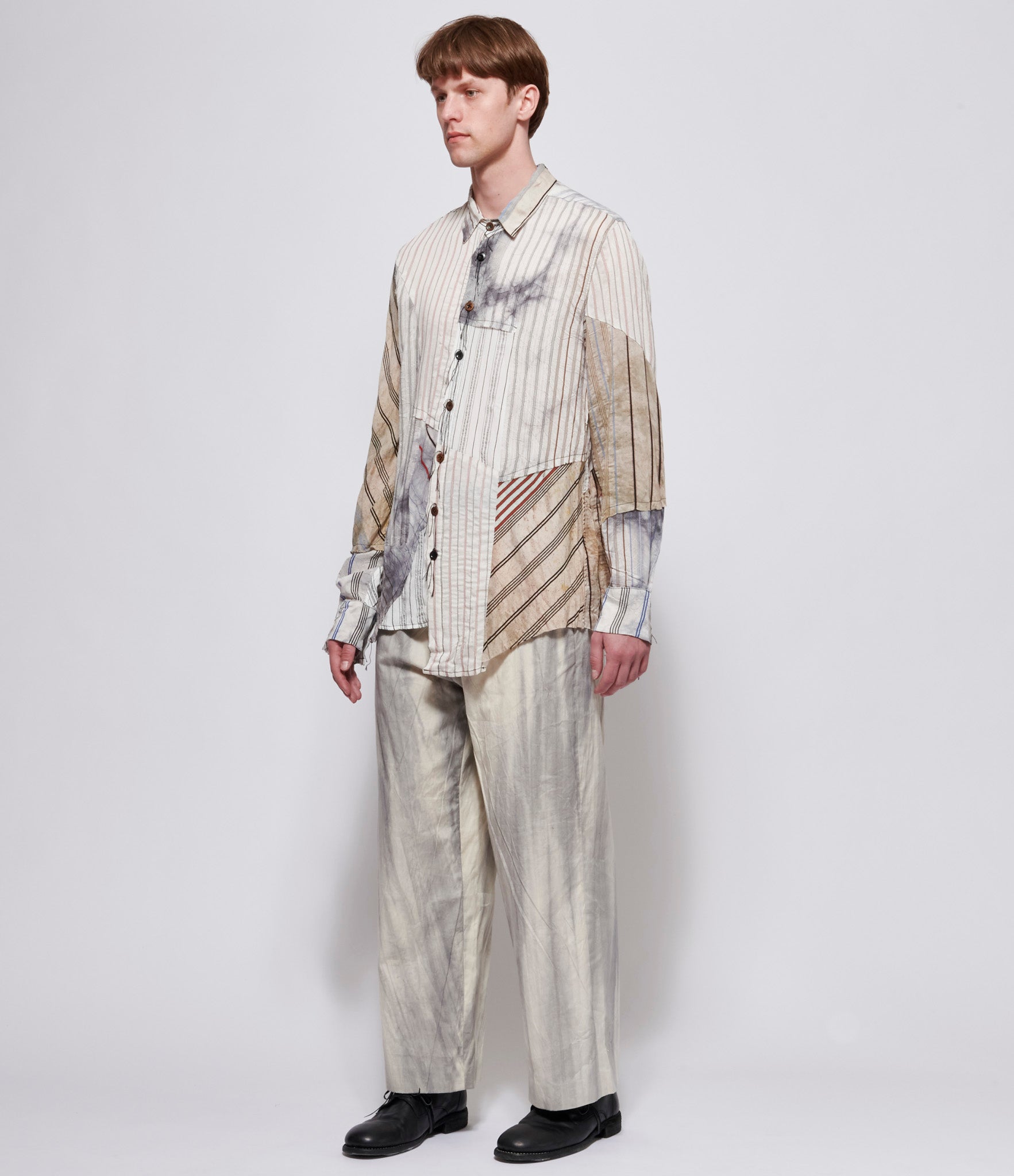 Archivio J.M. Ribot Mens Stripes Patch Shirt