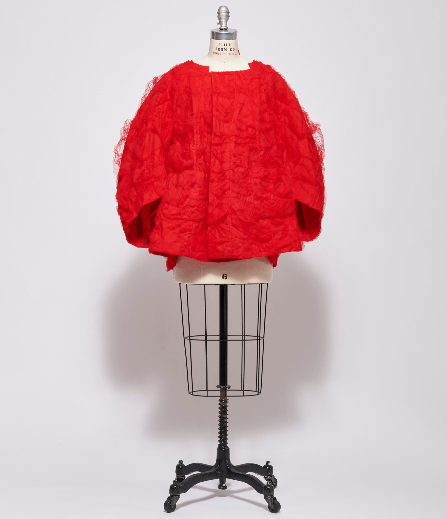 Comme Des Garcon Womens Red Gathered Tulle Jacket