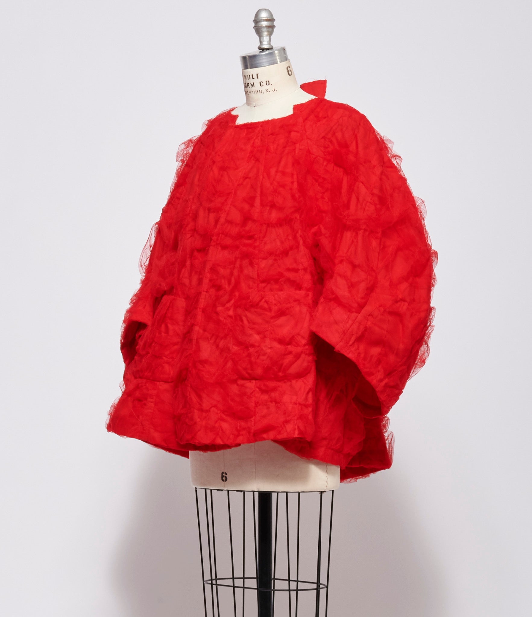 Comme Des Garcon Womens Red Gathered Tulle Jacket