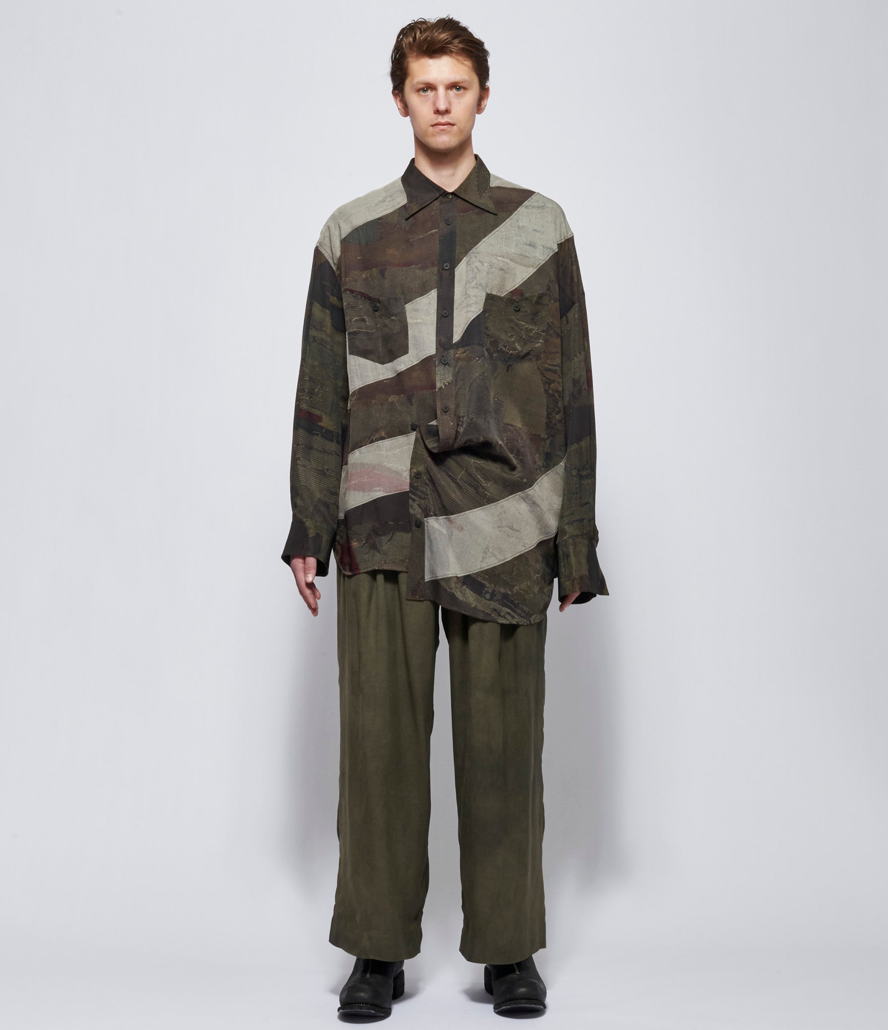 Ziggy Chen Mens Digital Print Asymmetric Long Shirt