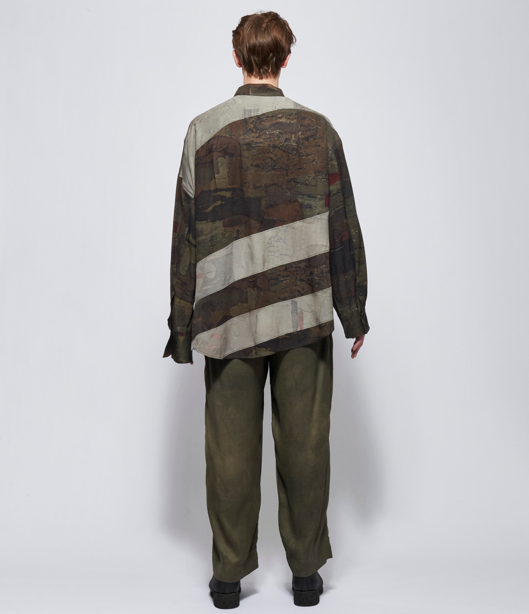 Ziggy Chen Mens Digital Print Asymmetric Long Shirt