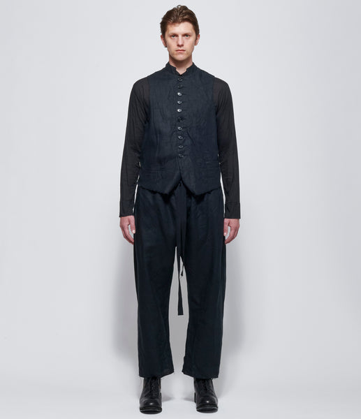 トップス ELENA DAWSON M.10X WAISTCOAT Elena Dawson Black Linen 10X Waistcoat with Collar Rosebud
