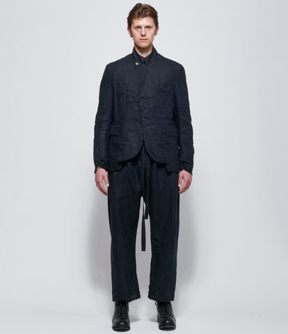Elena Dawson Black Linen Drawstring Pocket Pants