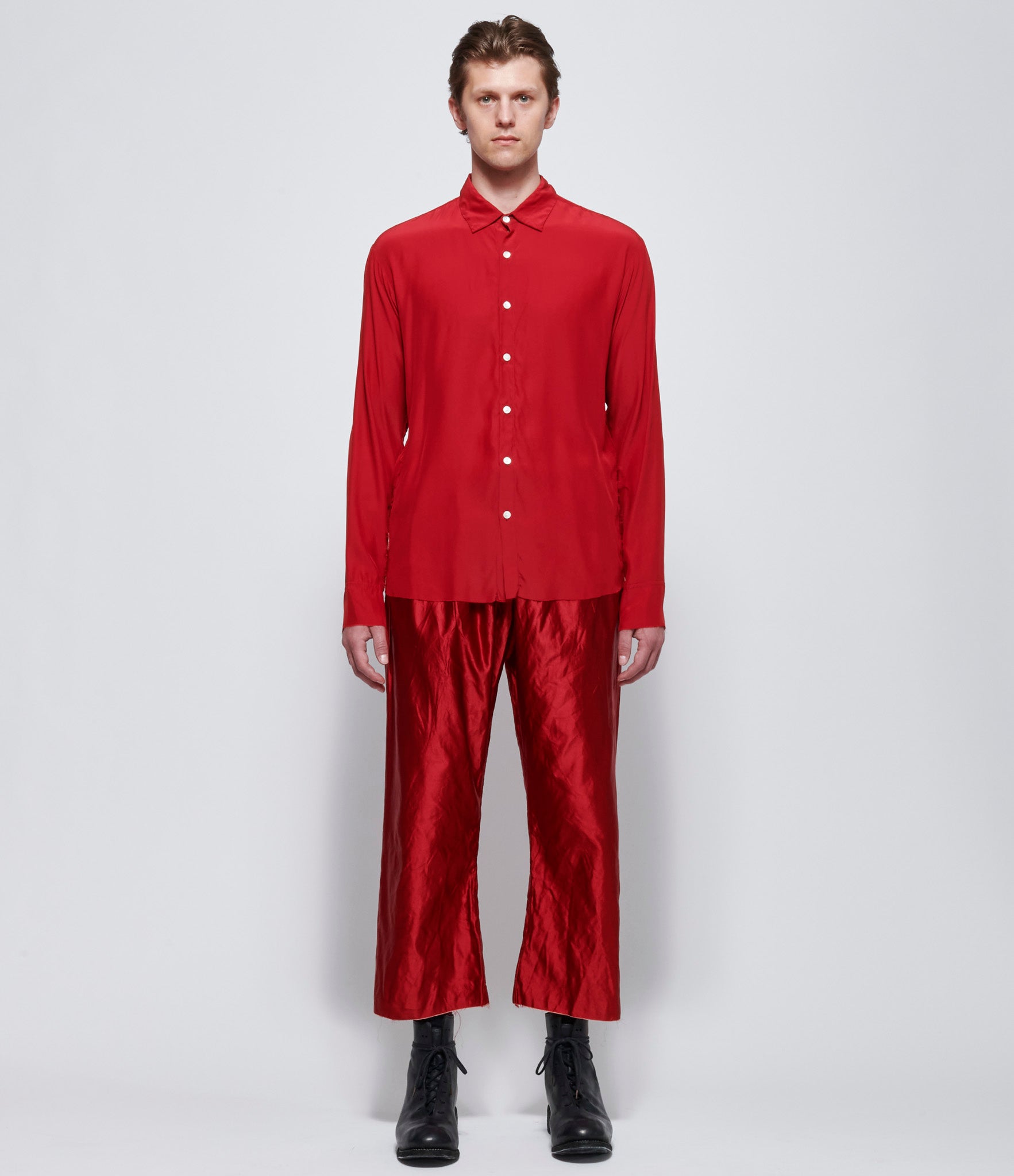 Elena Dawson Red Satin Light Reverse Shirt