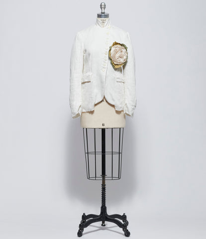 Elena Dawson Swan Linen 9X Short Blazer Peak with Large Mophead Brooch