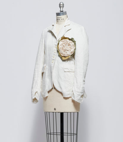 Elena Dawson Swan Linen 9X Short Blazer Peak with Large Mophead Brooch