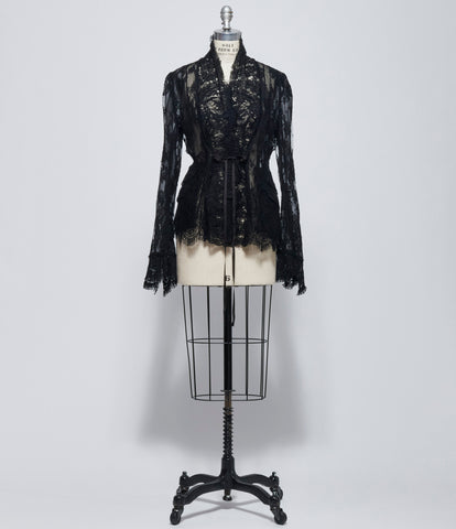 Marc Le Bihan Womens Black Veste Dentelle Col Dente