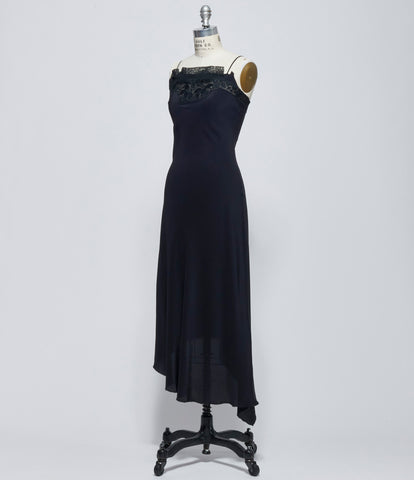 Marc Le Bihan Womens Black Robe Combi Haut Dentel