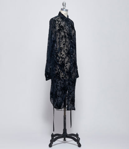 Ann Demeulemeester Womens Rada High Comfort Velvet Shirt with Drawstrings