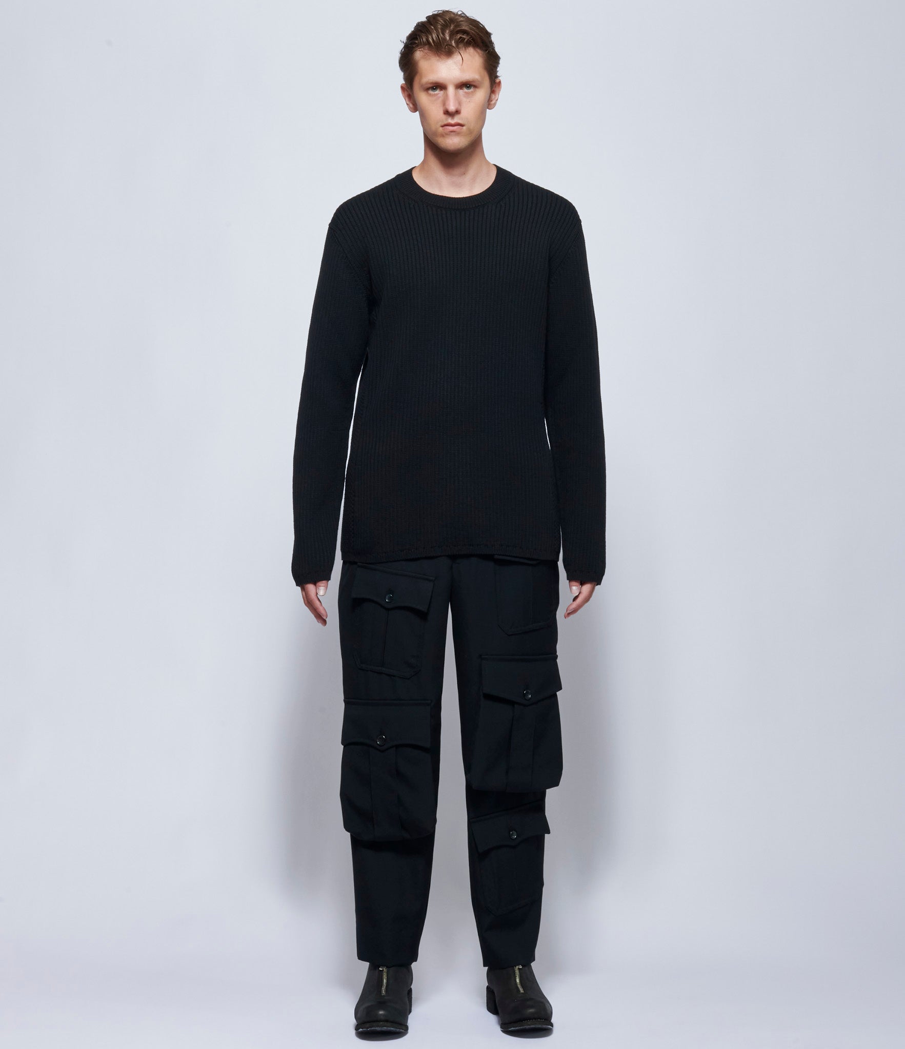 Comme Des Garcons Homme Plus Black Ribbed Sweater