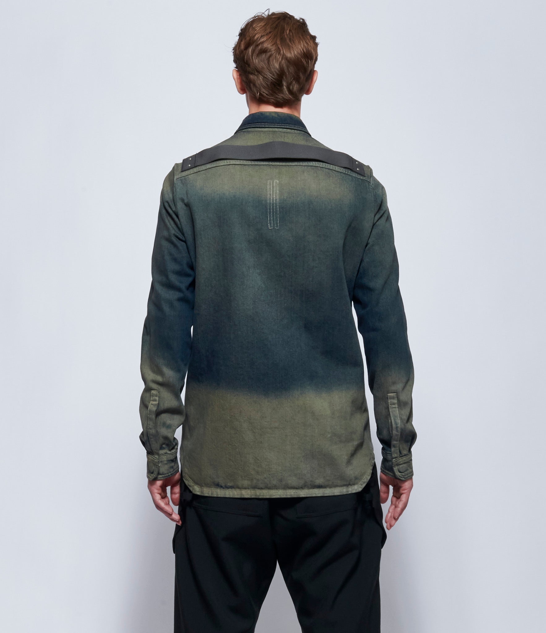 Rick Owens Mens Camicia in Denim Fogpocket Outershirt