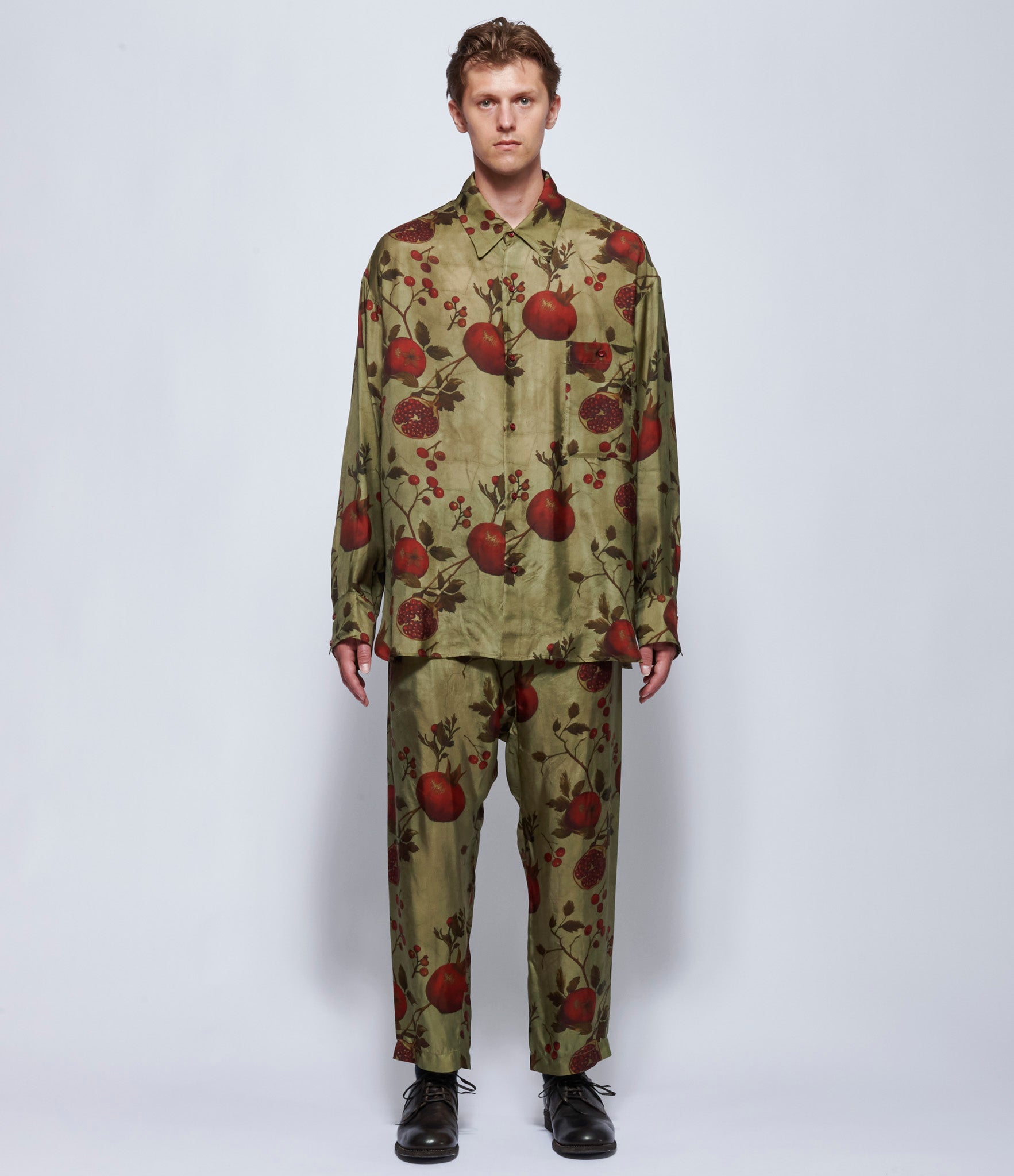 Uma Wang Mens Tan & Red & Green Tab Top