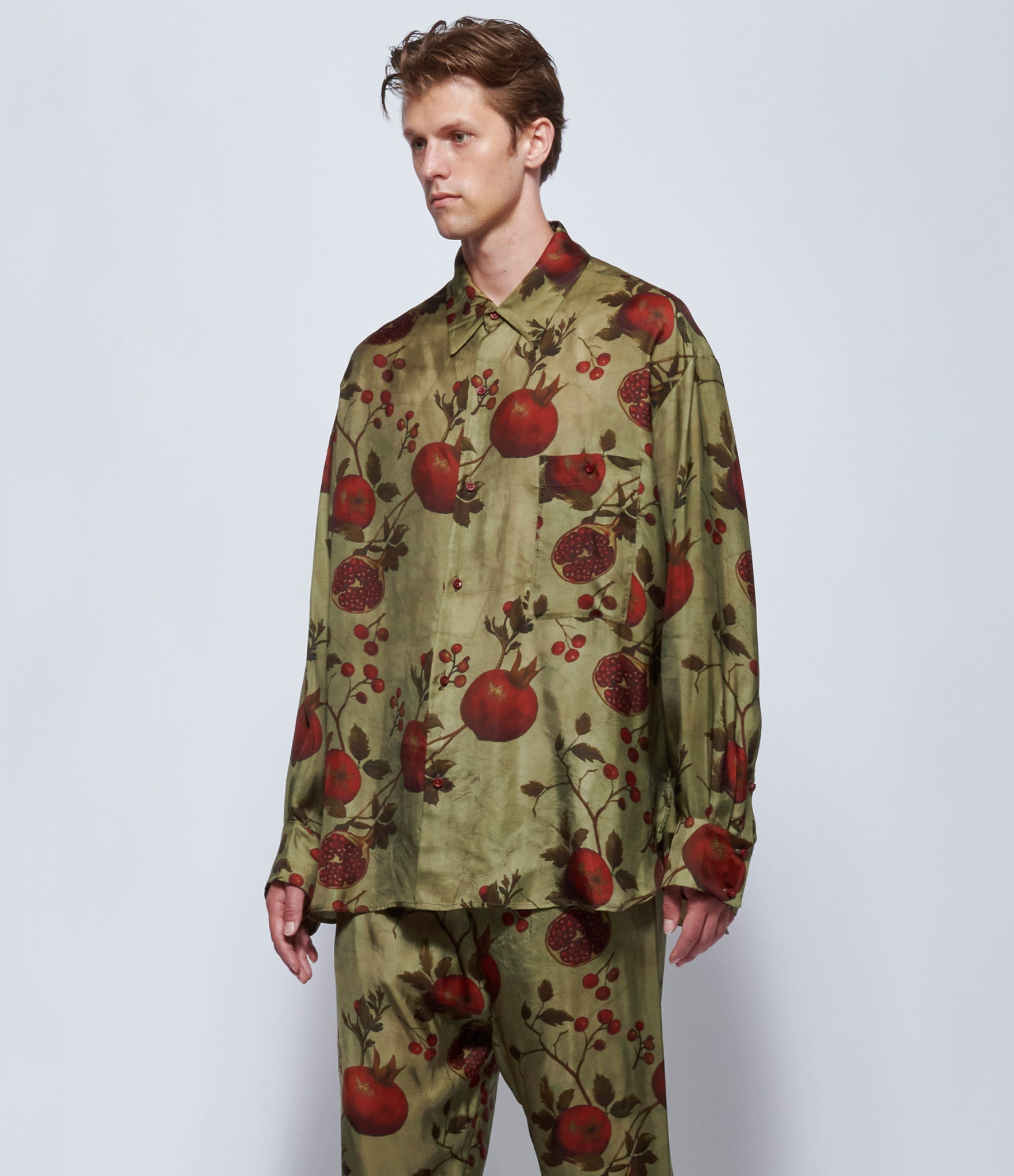 Uma Wang Mens Tan & Red & Green Tab Top