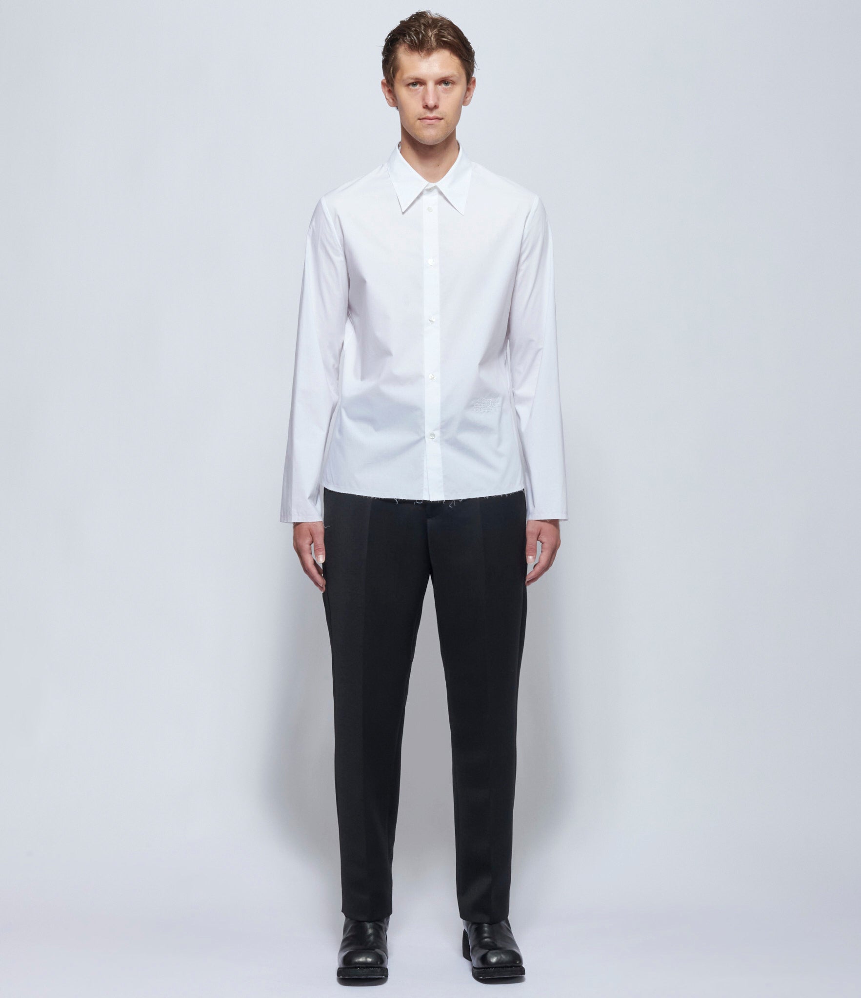 MM6 Maison Margiela Mens Long-sleeved White Collared Shirt