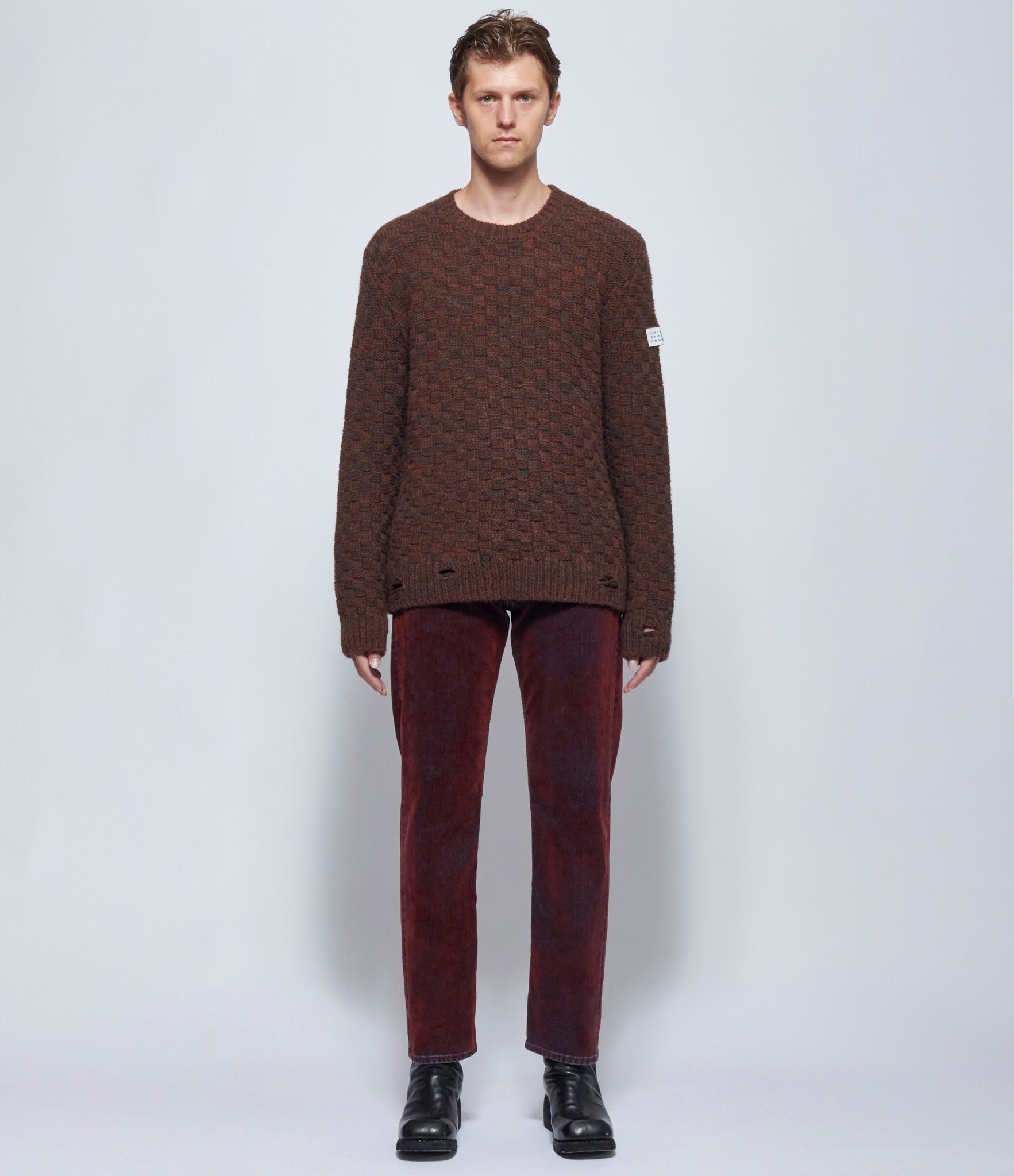 MM6 Maison Margiela Mens Checkered Knit Crewneck