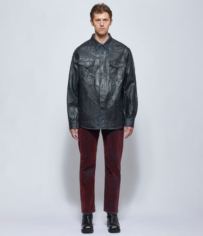 MM6 Maison Margiela Mens Coated Denim Long-sleeved Shirt