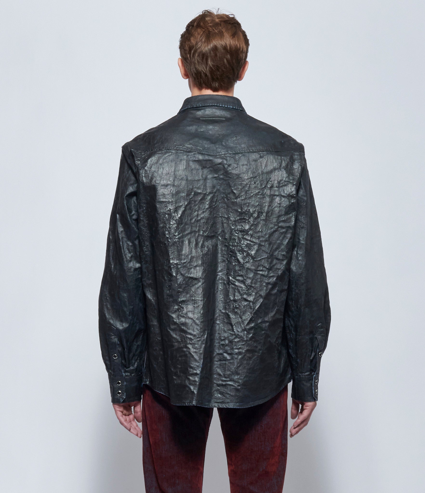 MM6 Maison Margiela Mens Coated Denim Long-sleeved Shirt