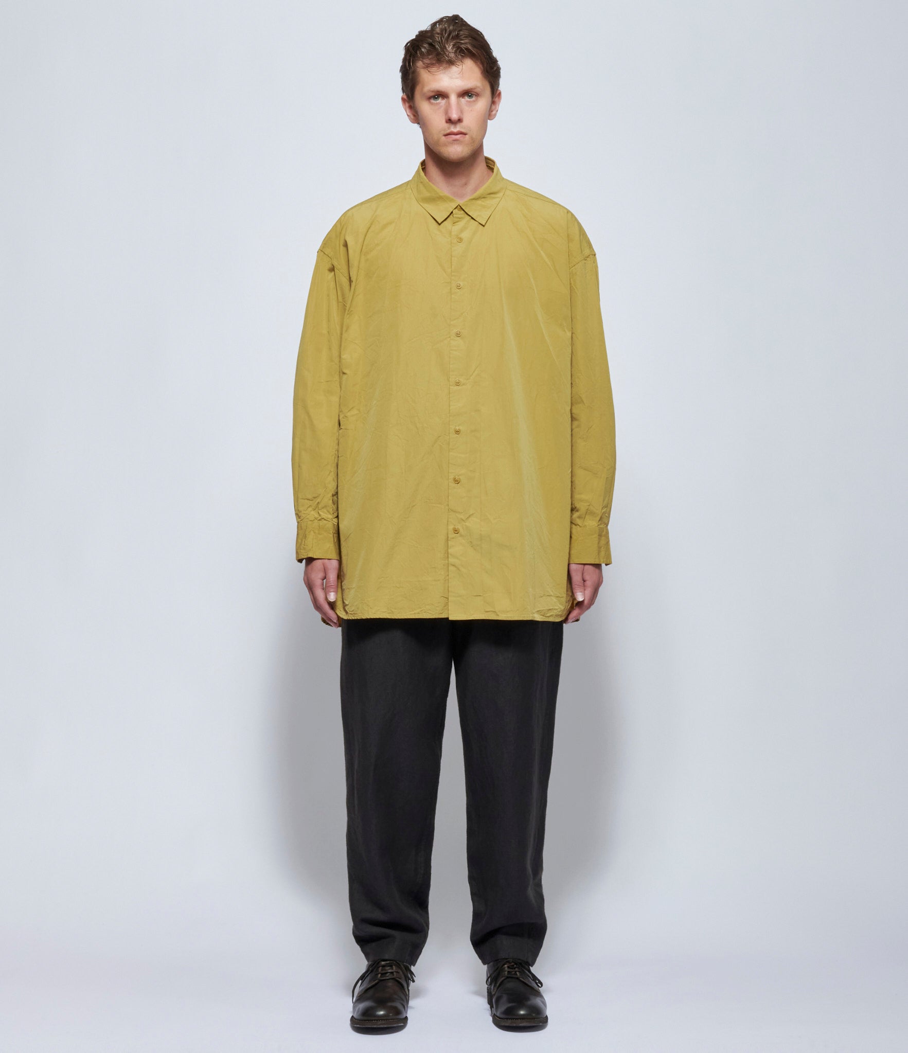 Casey Casey Mens Hamnet Paper Cotton Mustard Shirt