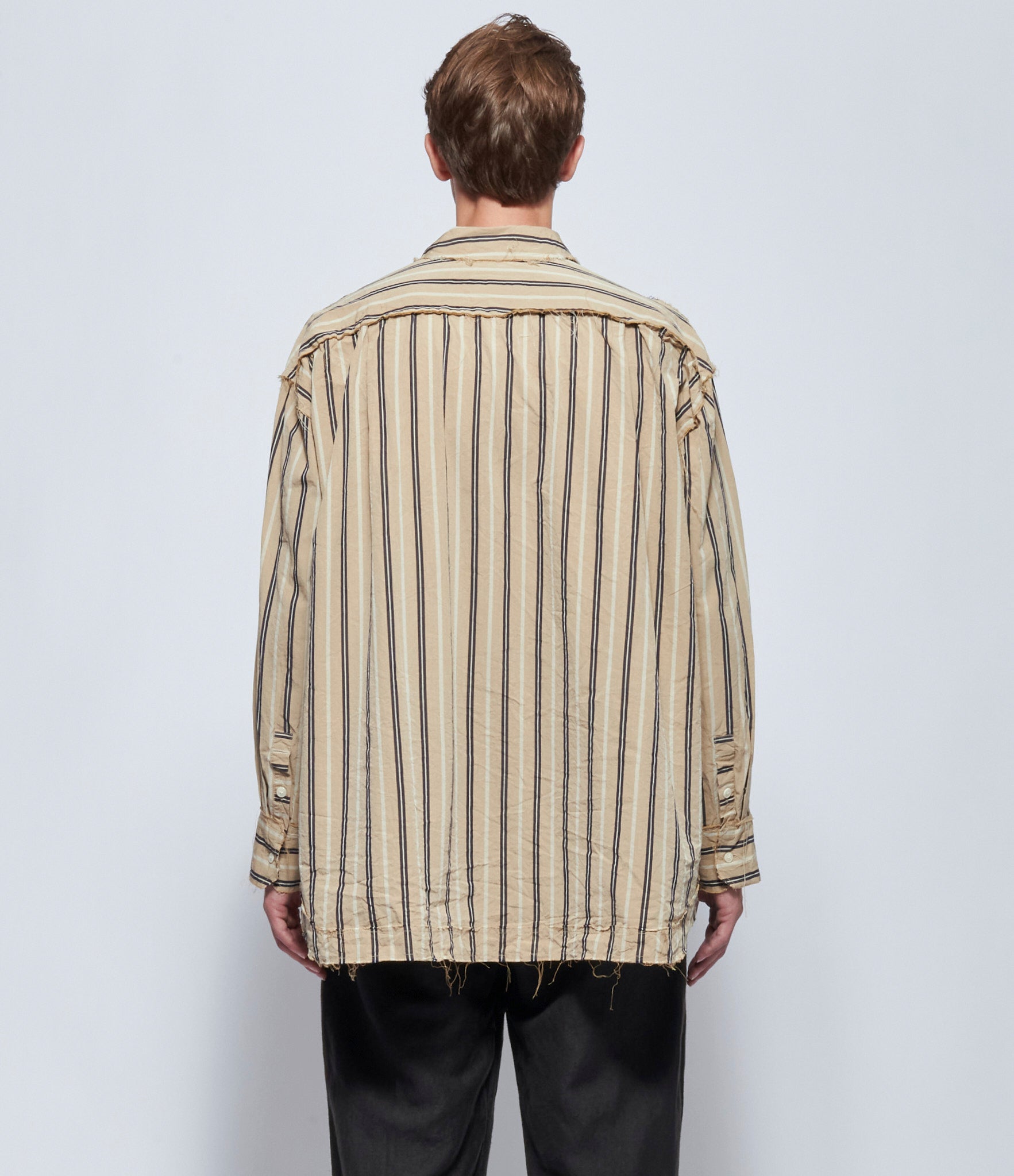 Casey Casey Mens Hamnet Raw Edge Paper Cotton Stripe Shirt