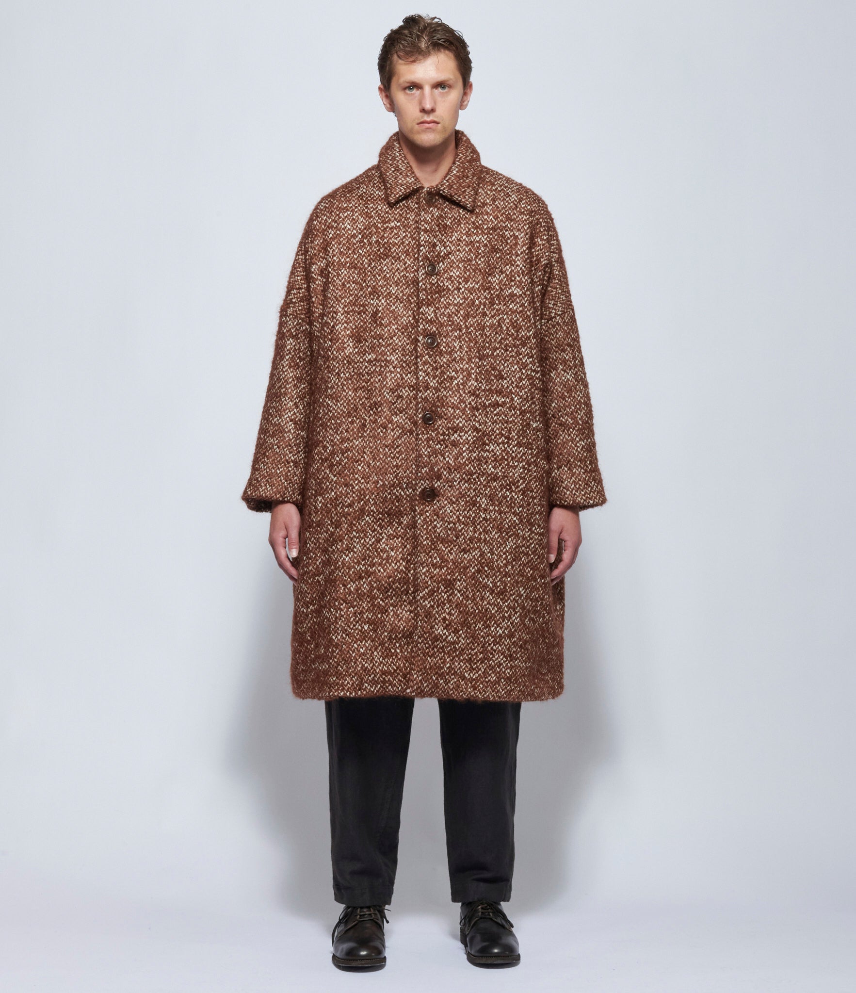 Casey Casey Mens Brown Big Blobby Tweed Coat