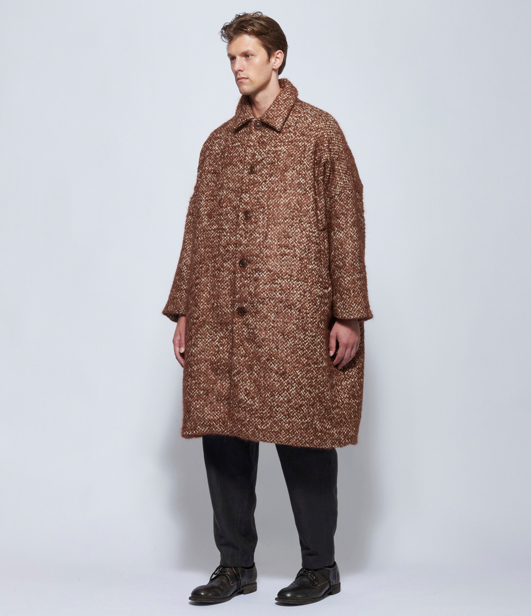 Casey Casey Mens Brown Big Blobby Tweed Coat