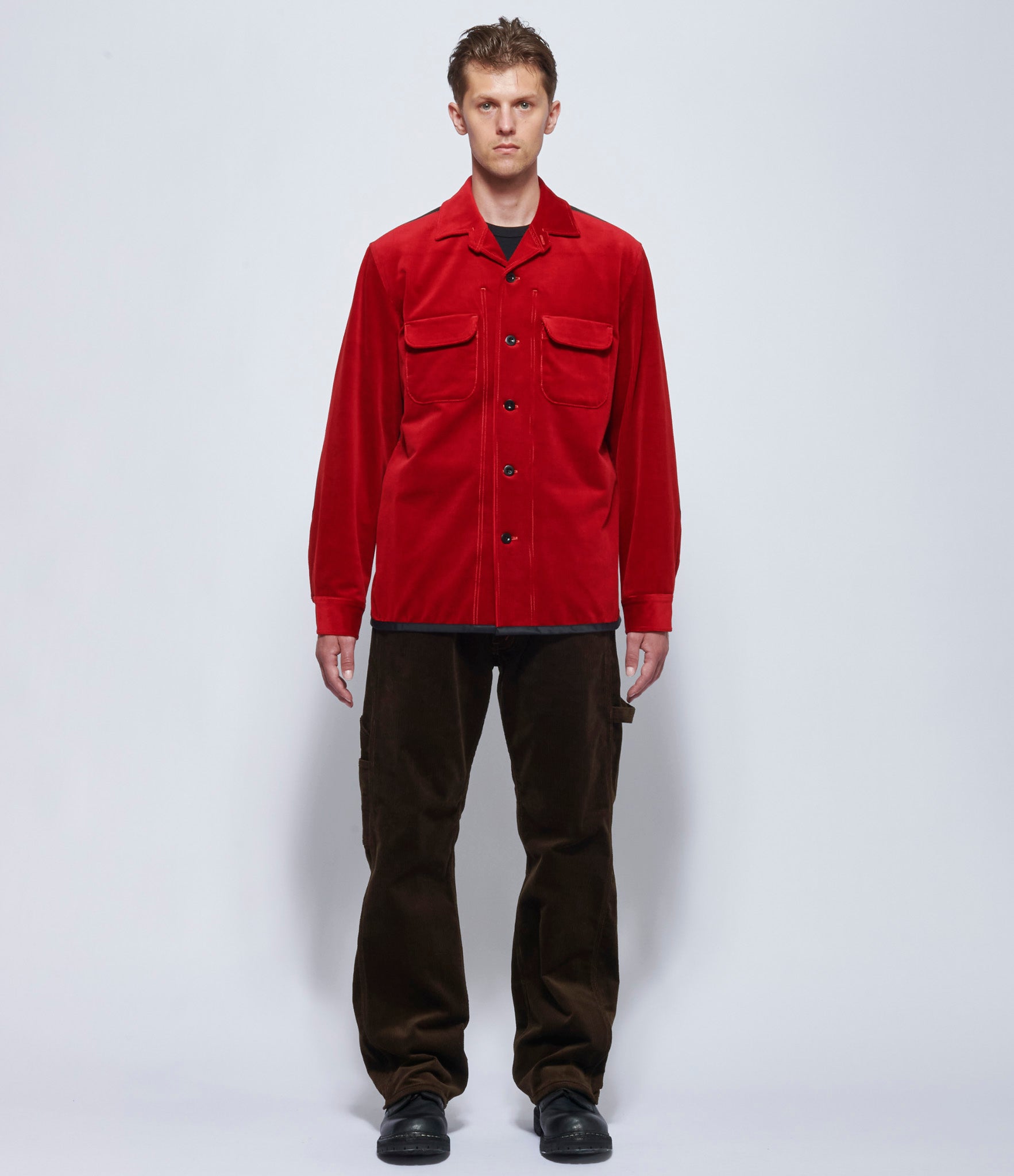 Junya Watanabe Mens Red Corduroy Shirt
