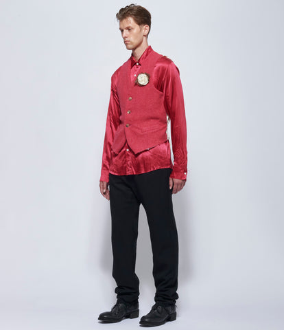 Elena Dawson Peony Wool 3X Vest with Small Mophead Brooch