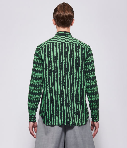 COMME des GARÇONS 長袖シャツ オリーブグリーン ブラック SS26 Comme Des Garcons Homme Plus Green Pattern Shirt – IfSohoNewYork