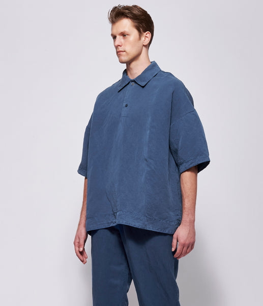 SS26 Casey Casey Mens Equerre Tuareg Blue Polo – IfSohoNewYork
