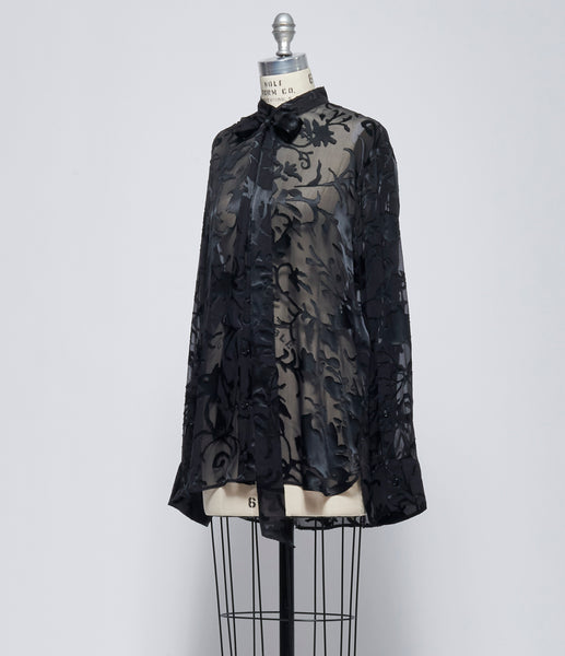 SS26 Ann Demeulemeester Womens Dien Stand Collar Long Shirt with