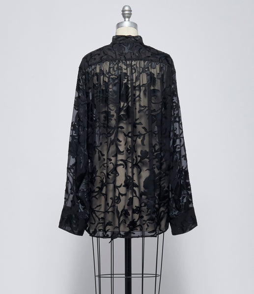 SS26 Ann Demeulemeester Womens Dien Stand Collar Long Shirt with