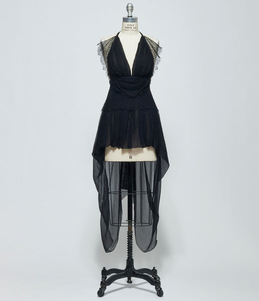SS26 Ann Demeulemeester Womens Dory Asymmetric Panel Top with Lace