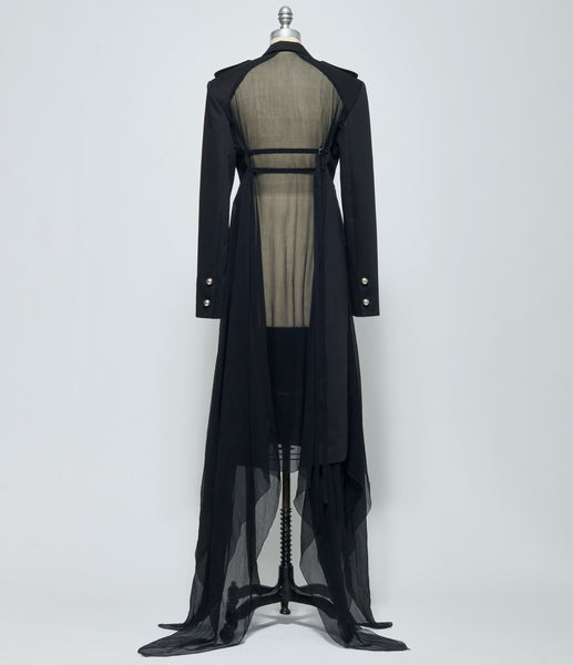 SS26 Ann Demeulemeester Womens Fena Hybrid Overcoat with Silk