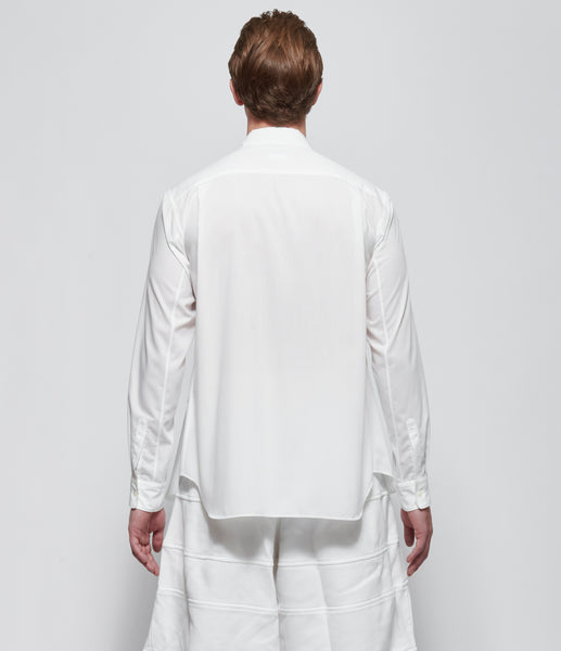 SS26 Comme Des Garcons Homme Plus Ruffle Zip White Shirt