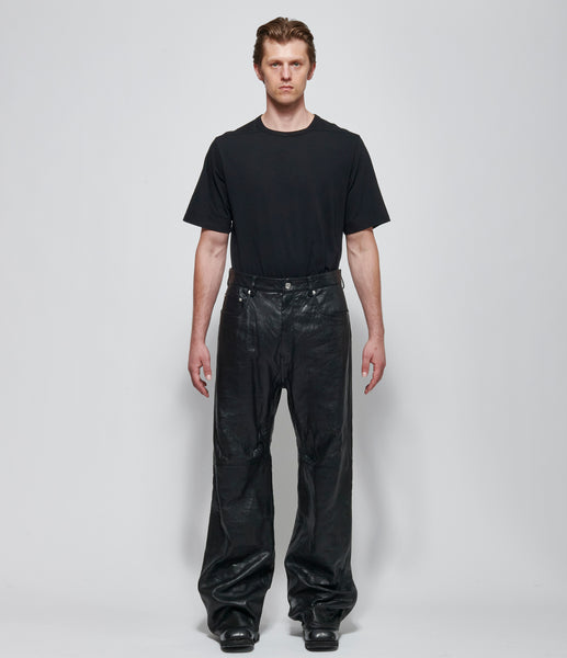 SS26 PRE Rick Owens Mens Pantaloni in Pelle Geth Jeans – IfSohoNewYork