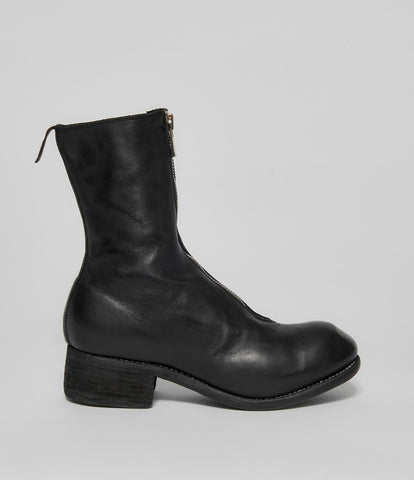 Guidi PL2 Black Soft Horse Full Grain Front Zip Calf-Length Boots