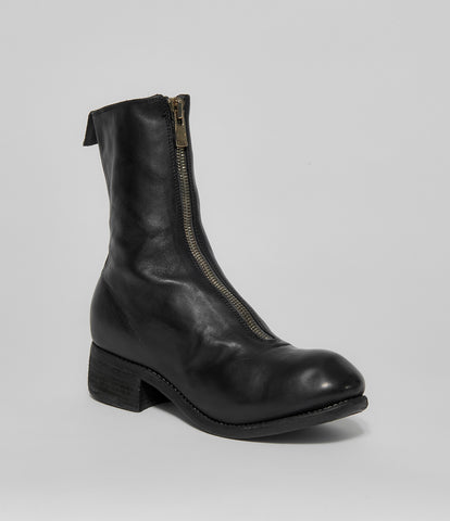 Guidi PL2 Black Soft Horse Full Grain Front Zip Calf-Length Boots
