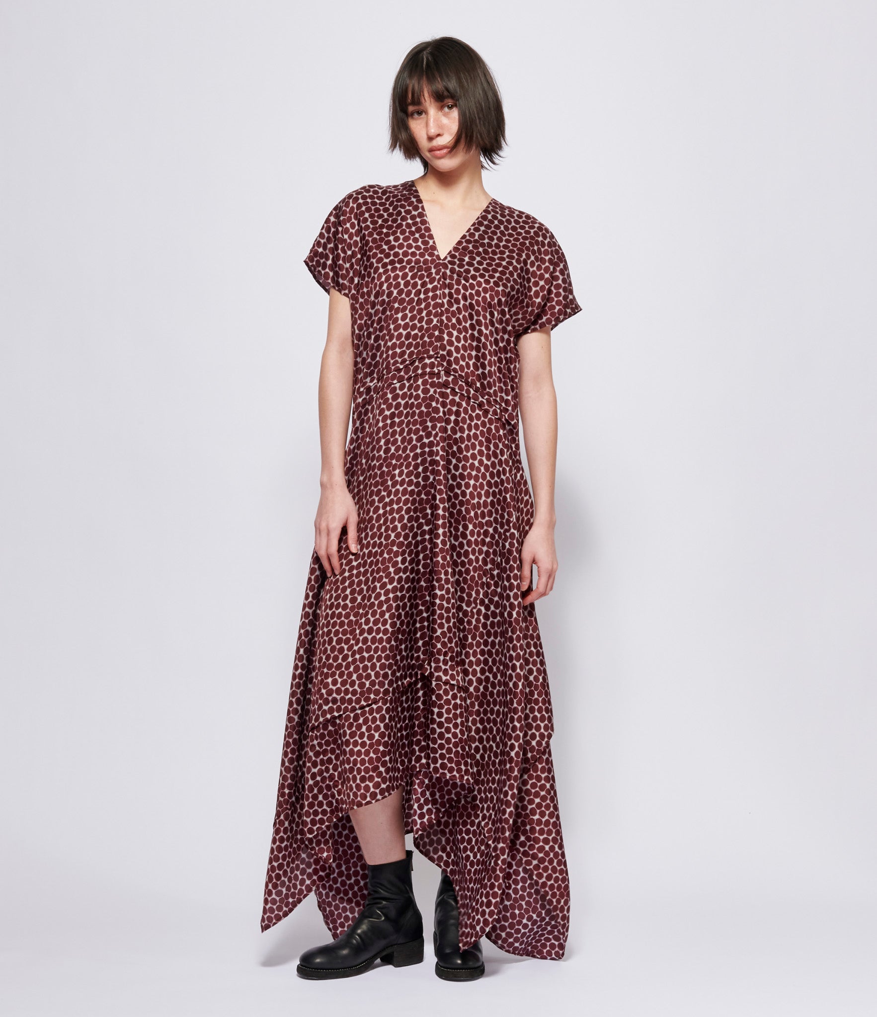 Replika Maroon Dots Dress