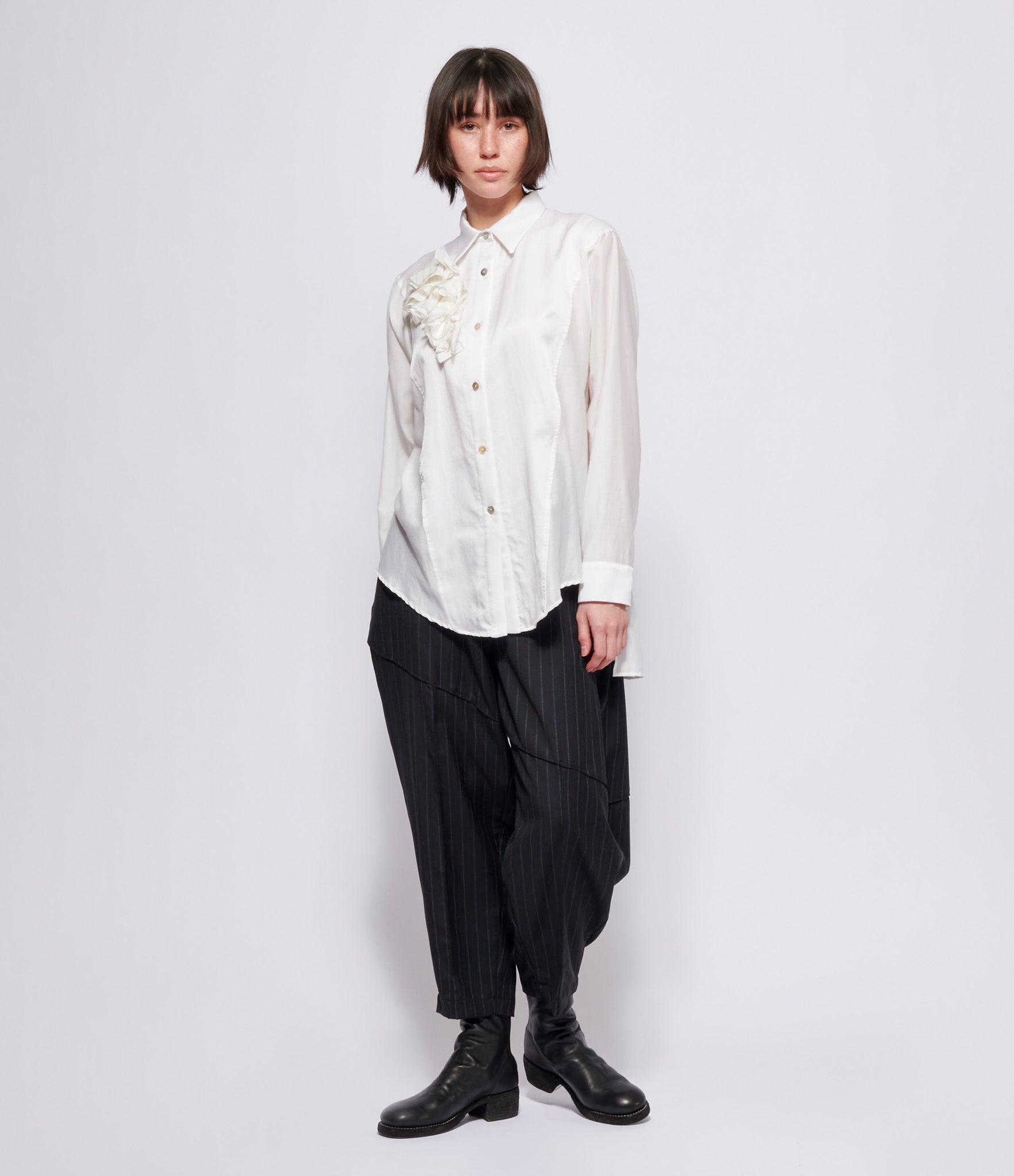 Replika White Flower Button Down