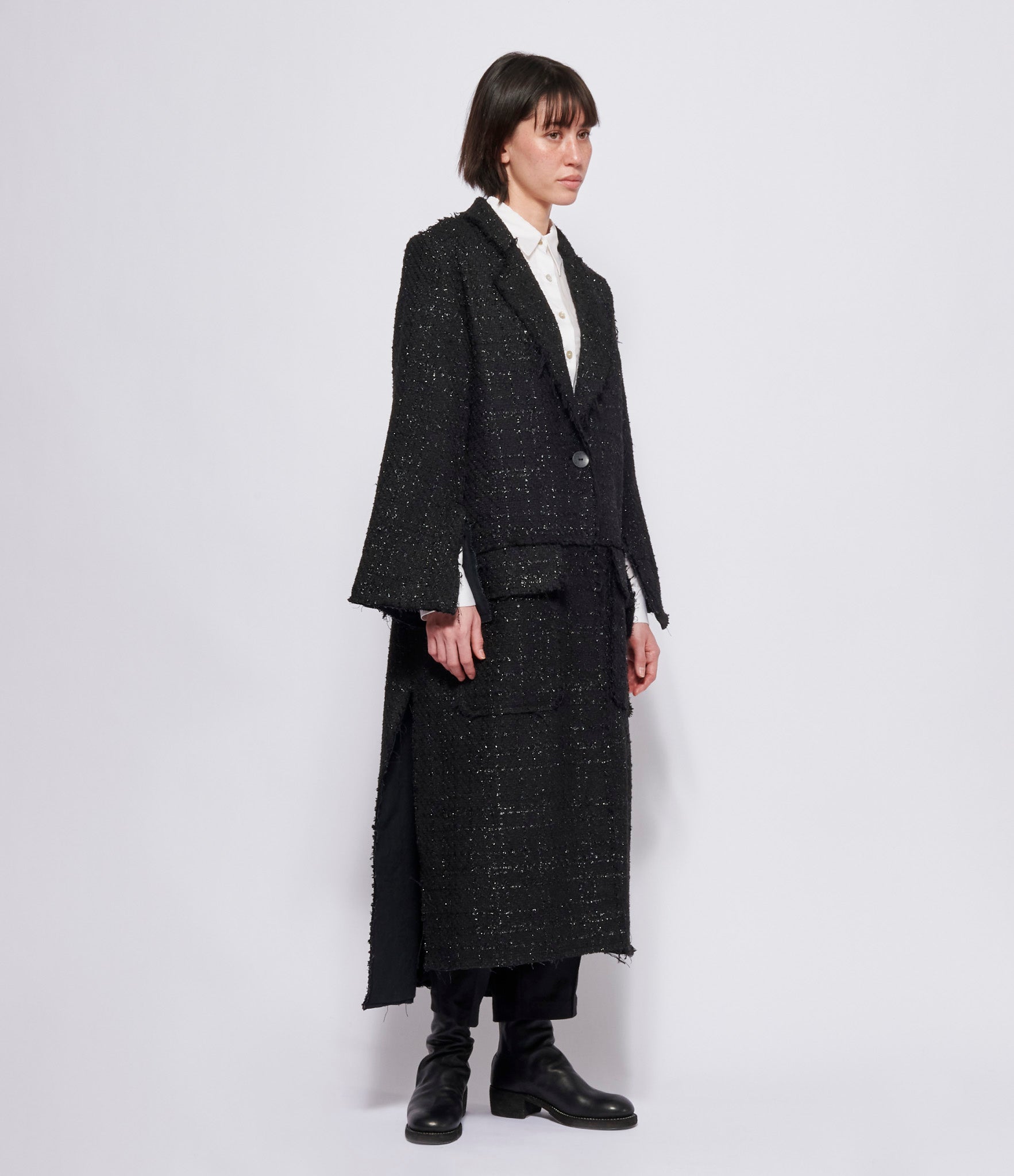 Replika Black Tweed Coat