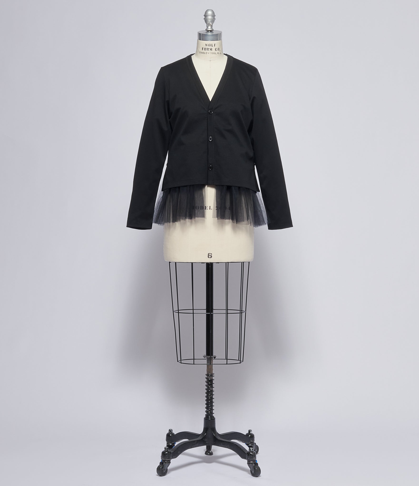 Noir Kei Ninomiya Comme Des Garcons Tulle Lined Cardigan